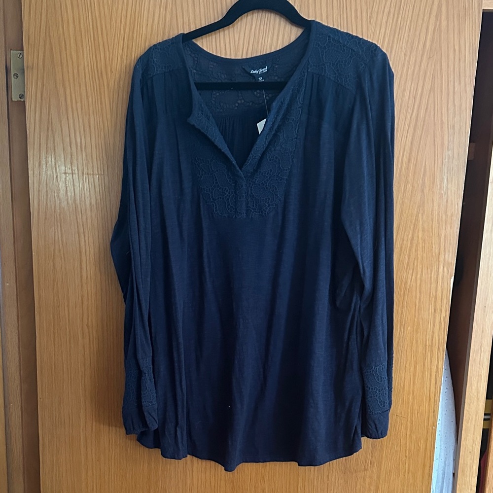 Lucky Brand Deep Blue Lace Blouse